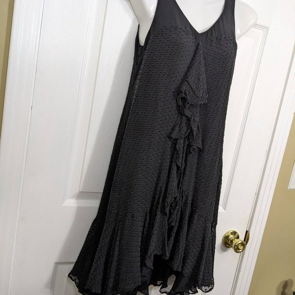 CHLOÉ RARE Black 100% Silk Chiffon Front Ruffle Layered Ruffled Hem Dress - 6 - Picture 6 of 14